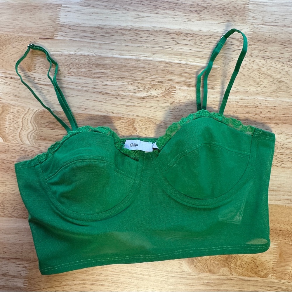Adika‎ Green Bustier Corset Mesh Bra Top